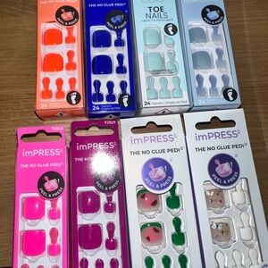 imPRESS No Glue Pedi Nail Set - Pink, Blue, Purple, Green